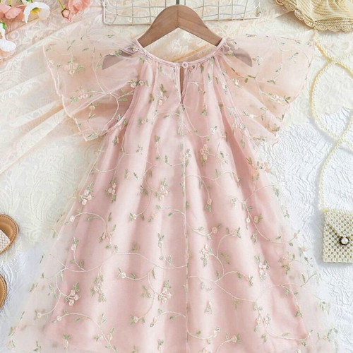 Girls' dress 6 years new, A-line, beige and pink