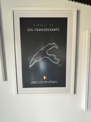 White frame with Formula 1 Spa track poster like new