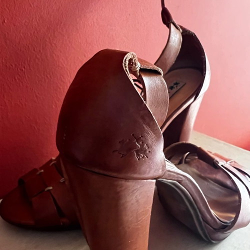 La Martina sandals used, brown, size 38, 11cm heel