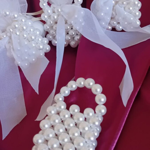 White pearl bag new for wedding bomboniere