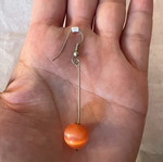 Earrings with orange bead like new, silver