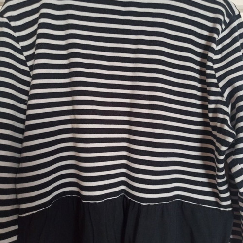 Zara black and white striped long-sleeve top Large like new with ruffles