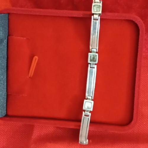 Silver bracelet 925 with zircon, used, 18.4cm, safety clasp
