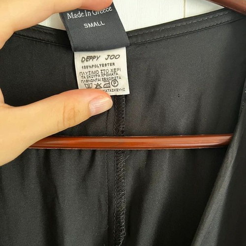 Black satin summer short-sleeve jumpsuit Deppy Joo, size S-M