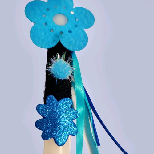 Easter candle handmade with felt flower and bag