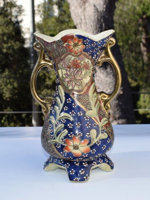 Satsuma vintage ιαπωνικό βάζο χειροποίητο, τεχνική moriage, oriental, σαν καινούργιο