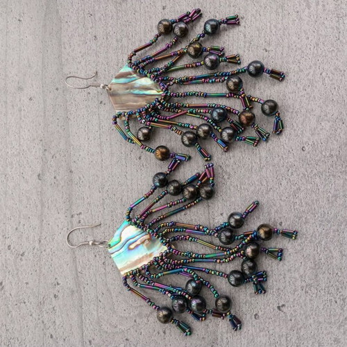 Vintage Boho Handmade Earrings with Iridescent Beads like new