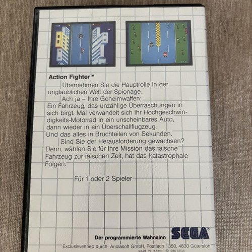 Action Fighter Sega Master System game, complete