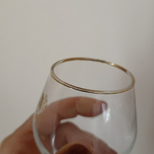 Vintage balloon cognac glasses set of 5 used with gold rim and monogram N