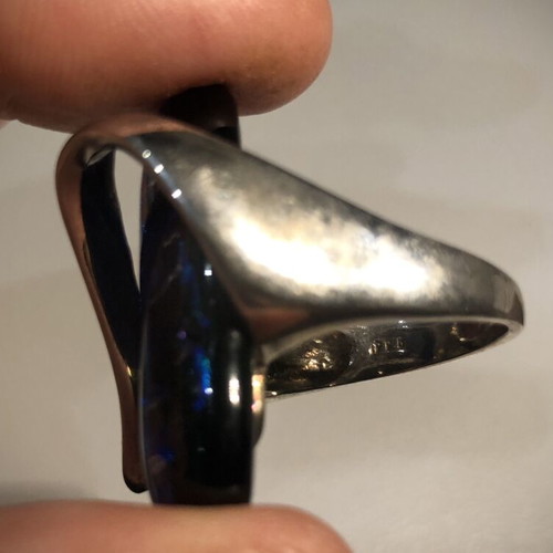 Avaris handmade ring 925 silver with dichroic fused glass stone