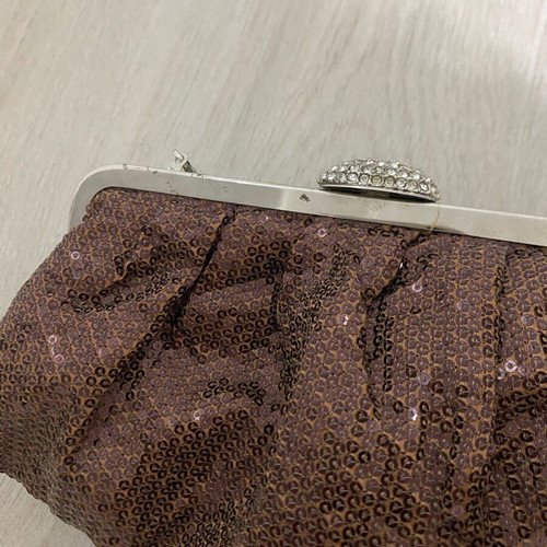 Bronze hand bag used with sequins and chain