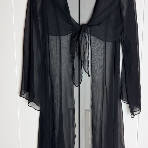 Black cover up caftan for beach, M/L