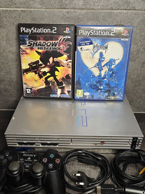PlayStation 2 Silver μεταχειρισμένο με χειριστήριο και 2 παιχνίδια