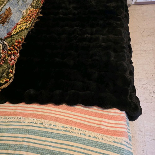 Fur blanket new, black, soft, 1.10×1.50 m with lining