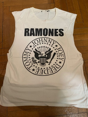 Ramones αμάνικο T shirt large, μεταχειρισμένο, βαμβακερό, άσπρο
