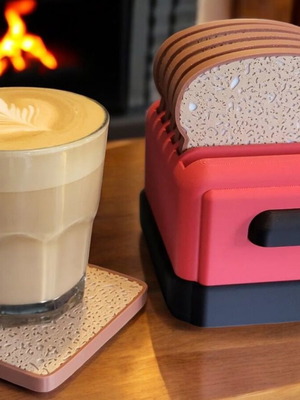 Bread Slice Coasters new, 3D printed creative kitchen accessory