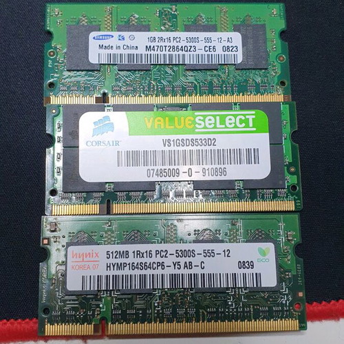 Ram 1GB x2 + 512MB x1 PC2-5300S DDR2 667MHz used