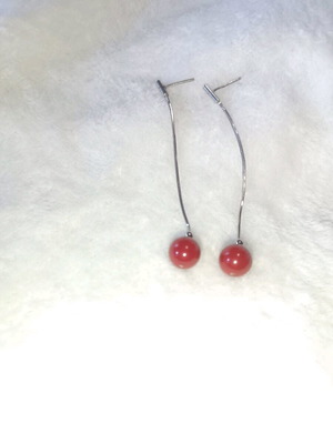 Silver 925 earrings platinum plated with coral new