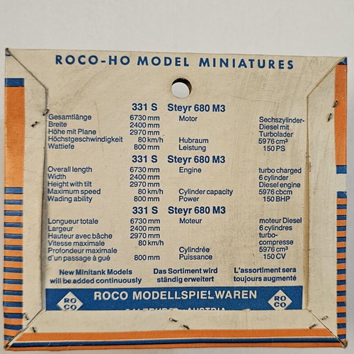 Roco Minitanks 331 S Steyr 680 M3 military truck HO 1:87 like new