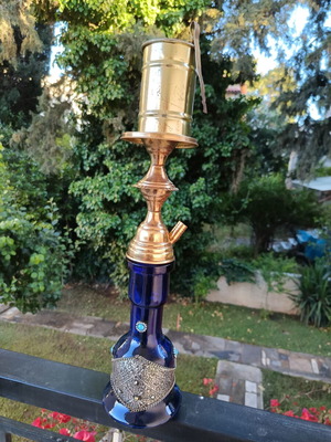 Hookah brass traditional authentic like new with decorative glass base