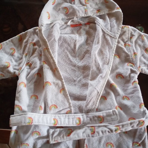 Children's bathrobe nef nef used, hooded, cotton, rainbow design, 2 years