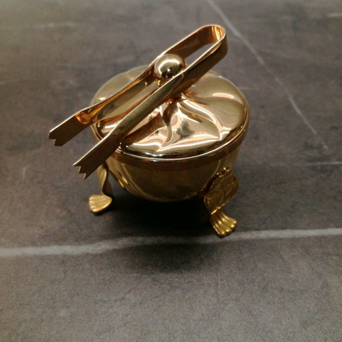 Serving set used, 14 pieces, silver-plated and gilded