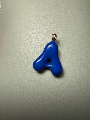 Monogram A necklace pendant new, electric blue with gold details
