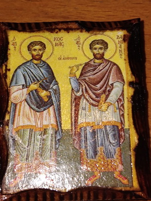Χριστιανική εικόνα μαγνητάκι Άγιος Κοσμάς και Άγιος Δαμιανός σαν καινούργιο