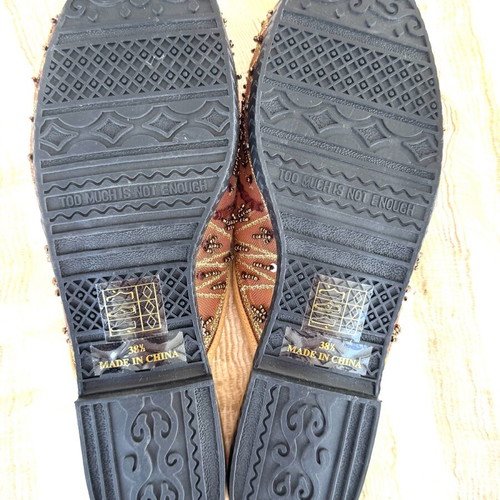 Beverly Feldman mules new, embroidered with sequins and beads