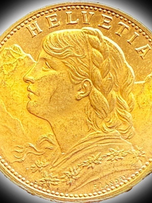 Swiss 20 Francs Gold Coin 24K Museum Quality Replica New