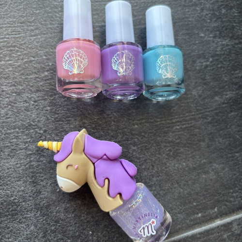 Children's Nail Polish Set with Glitter and Pastel Colors, New