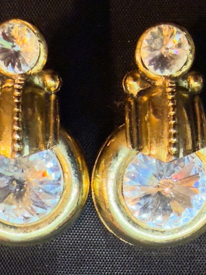 Door knocker earrings with gold tone and Swarovski crystals like new