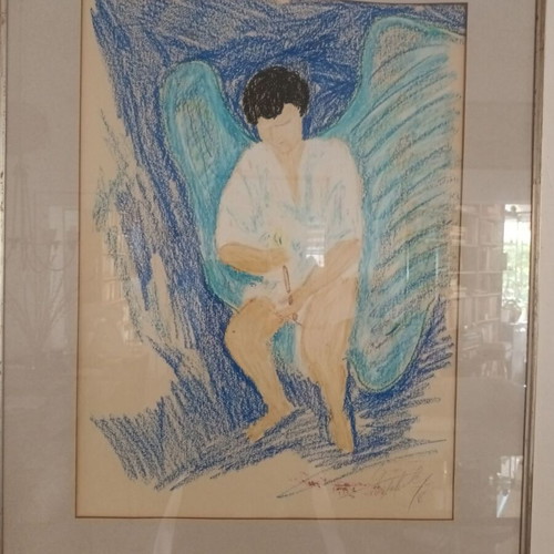 Pastel from the series by painter Giorgos Pastakas "The Angels" new
