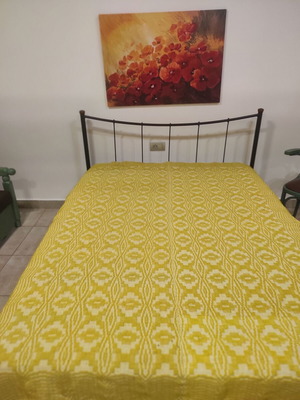 Traditional handmade woven blanket caramel used