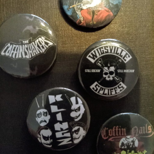 Psychobilly and Gothabilly pin badges, set of 9