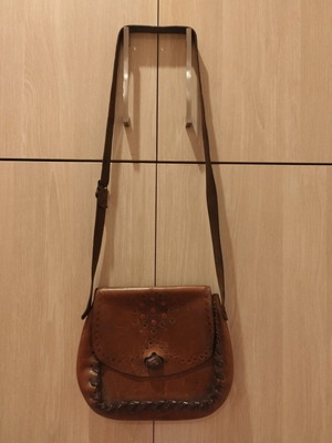 Δερμάτινο τσαντάκι vintage μεταχειρισμένο, καφέ