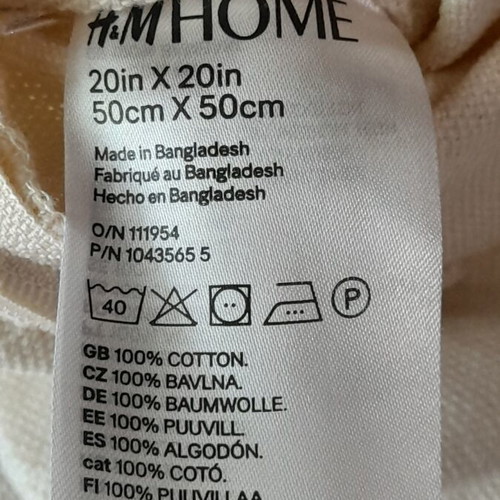 H&M Home pillow covers set of 5 like new, cotton canvas, broken white