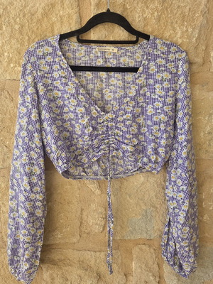 MindYourStyle Daisy φλοράλ crop top σαν καινούργιο, μωβ καρό