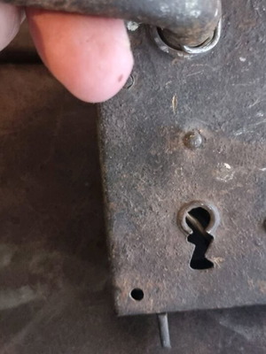 Lock used, early 20th century with forged handles without key