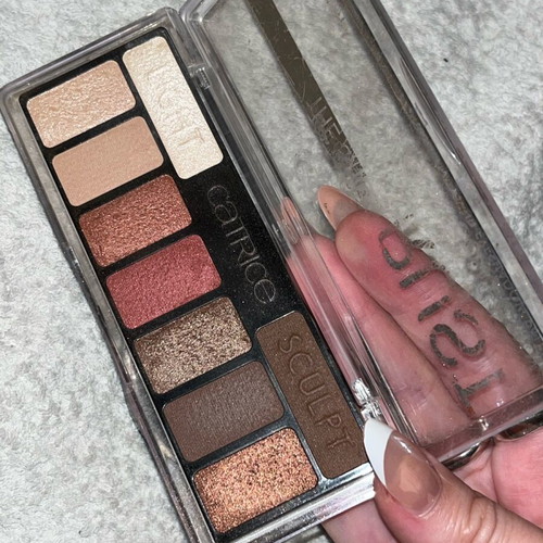 Catrice and Maybeline eyeshadows and highlighter used slightly