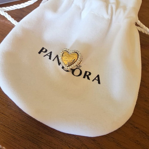Pandora S925ALE heart charm, gold and silver