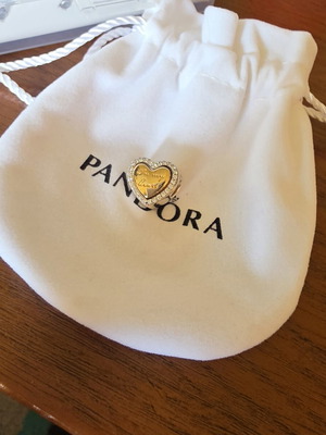 Pandora S925ALE heart charm, gold and silver