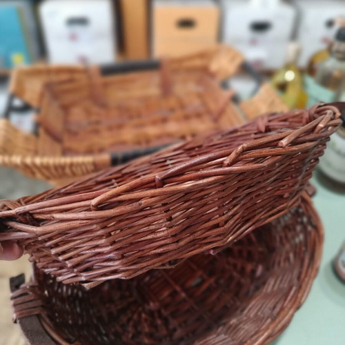 Wicker baskets new, set with various sizes and packaging materials