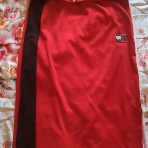 Tommy Hilfiger set long skirt with crop top and jacket like new, red