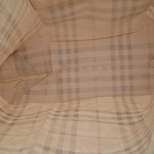 Fabric hand bag like new, beige with multicolor stripes