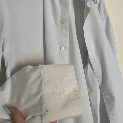 Men's dress shirt used, white collar and sleeves, XL