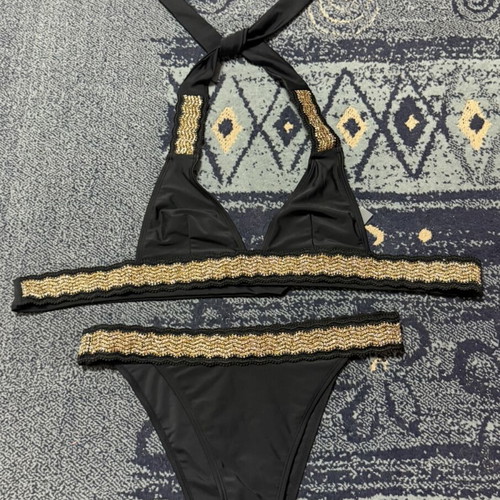 Black bikini set with gold details size L, new