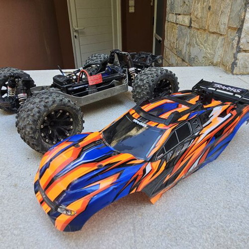 Traxxas Rustler 4x4 VXL RC car used with upgrades and lipo battery