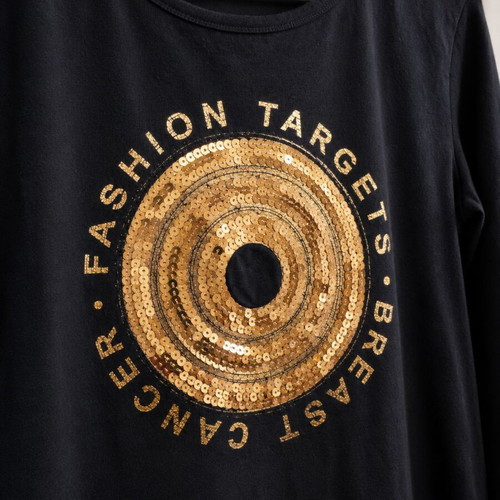 Fashion Targets Breast Cancer black long-sleeve blouse with sequins