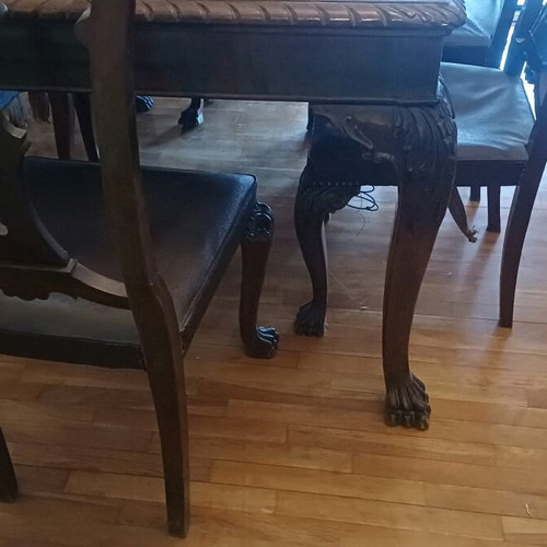 Furniture set used with dining table, six chairs, buffet, and accessories